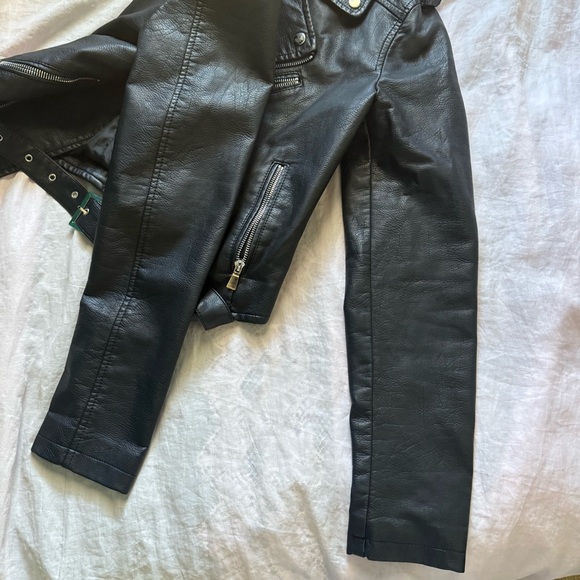 L'Olive Verte faux leather biker jacket size 3 - Picture 5 of 7